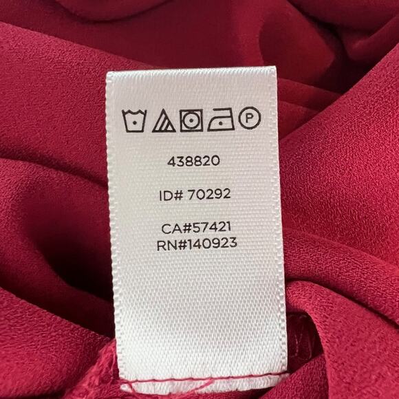 Loft Womens Chiffon Blouse Size Small Red Long Sleeve Pullover Blouson Hem - Picture 6 of 7